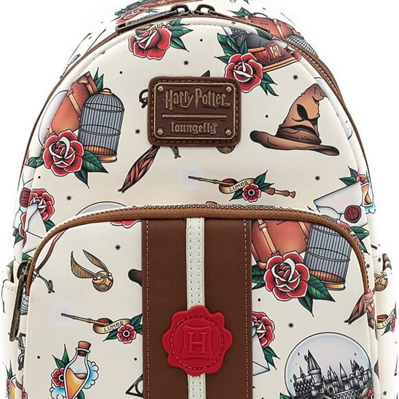 Handbags - Elegant Harry Potter Tattoo Art Cream Shoulder Bag - Faux Leather Design